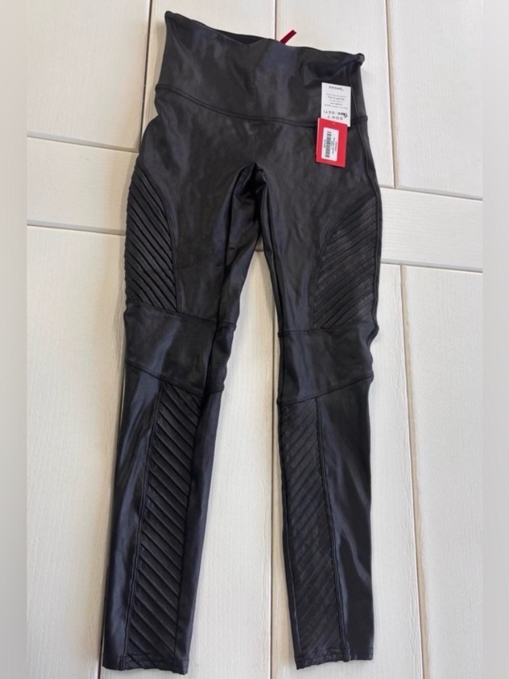 Spanx Black Moto Leggings Vestique Large NWT